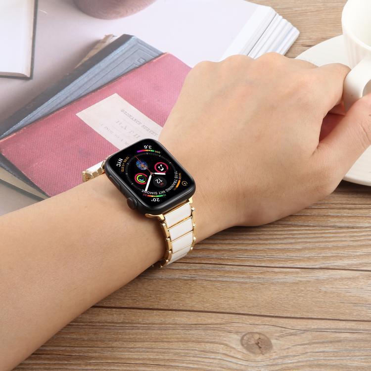Three Beads Ceramics 18mm Steel Watch Band, For Apple Watch 46mm / 49mm / 45mm / 44mm, For Apple Watch 42mm / 41mm / 40mm / 38mm