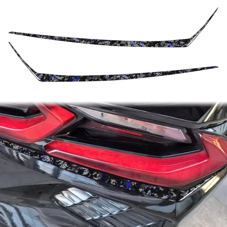 2pcs/Set Forged Gold Foil Carbon Fiber Car Taillight Below Decorative Sticker for Chevrolet Corvette C8 2020-, Left and Right Driver, Taillight Below