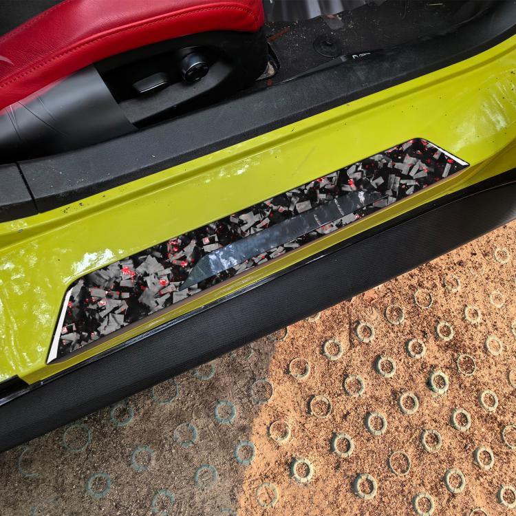 2pcs/Set Forged Gold Foil Carbon Fiber Car Threshold Decorative Sticker for Chevrolet Corvette C8 2020-, Left and Right Driver, Threshold