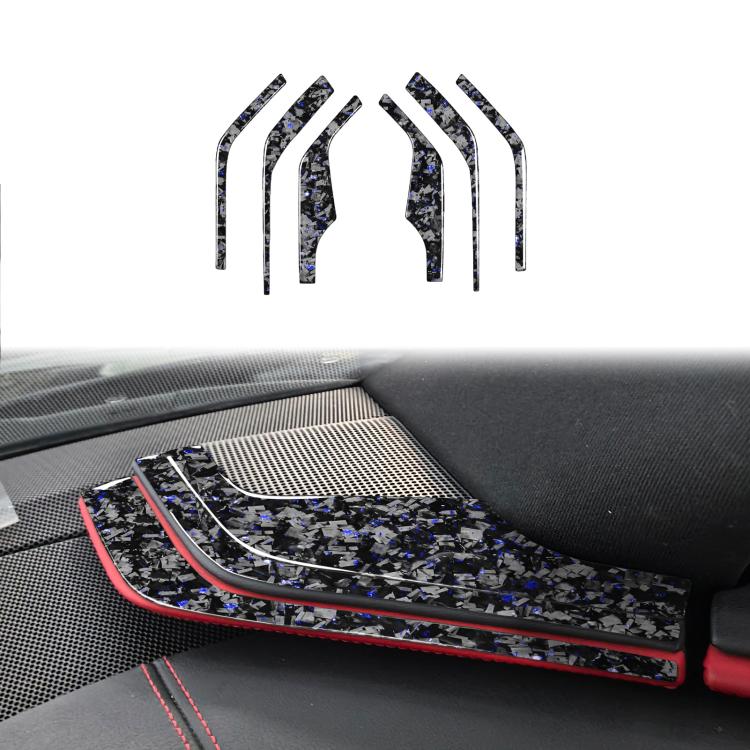 6pcs/Set Forged Gold Foil Carbon Fiber Car Inside A-pillar Horn Decorative Sticker for Chevrolet Corvette C8 2020-, Left and Right Driver, Inside A-pillar Horn