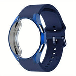 Silicone Watch Band with TPU Case, For Samsung Galaxy Watch 7 44mm, For Samsung Galaxy Watch 7 40mm, For Samsung Galaxy Watch 4 Classic 46mm, For Samsung Galaxy Watch 4 Classic 42mm