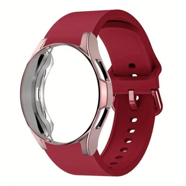 Silicone Watch Band with TPU Case, For Samsung Galaxy Watch 7 44mm, For Samsung Galaxy Watch 7 40mm, For Samsung Galaxy Watch 4 Classic 46mm, For Samsung Galaxy Watch 4 Classic 42mm