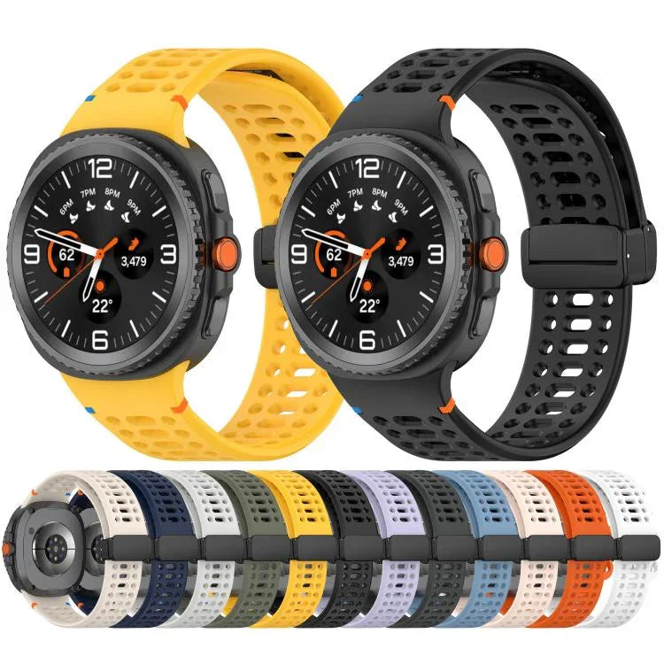 xDfind Magnetic Black Buckle Silicone Watch Band, For Samsung Galaxy Watch8 / Watch8 Classic