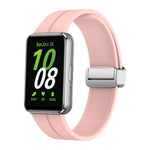 Magnetic Fold Silver Buckle Silicone Watch Band, For Samsung Galaxy Fit 3