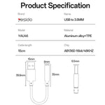 Yesido YAU46 USB to 3.5mm Aluminum Alloy Audio Adapter, YAU46