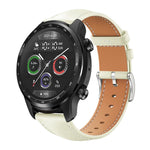 xDfind Flat Head Black Shark Fine Grain Leather Watch Band, 20mm For Ticwatch GTH / E3 / E / 2, 22mm For Ticwatch Pro X / Pro3 / Pro / GTX / E2
