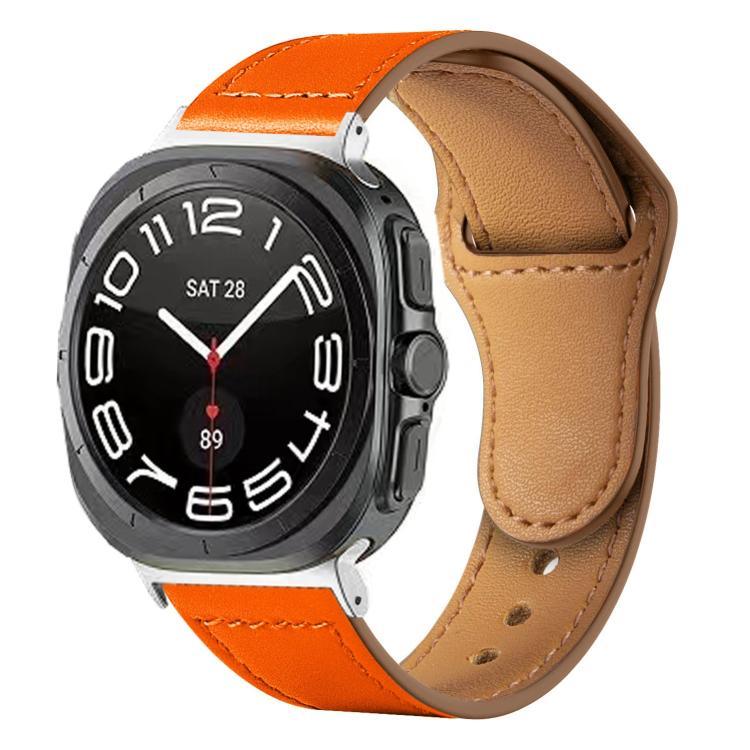 Rivet Reverse Buckle Leather Watch Band, For Samsung Galaxy Watch Ultra 47mm / Ultra 2025