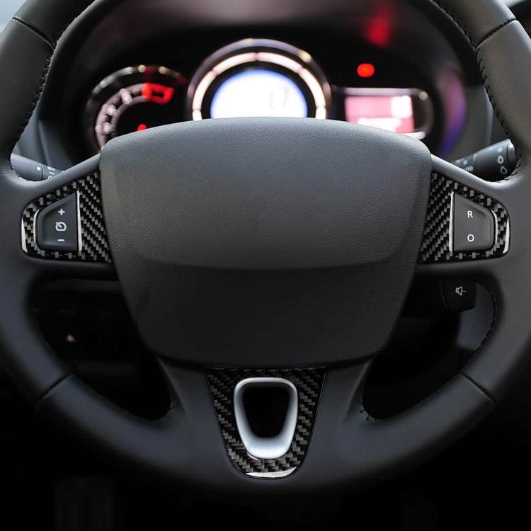 3pcs/Set Carbon Fiber Car Steering Wheel Buttons Decorative Sticker for Renault Fluence 2009-2017 / Megane 2008-2016, Left and Right Driver, Steering Wheel Buttons