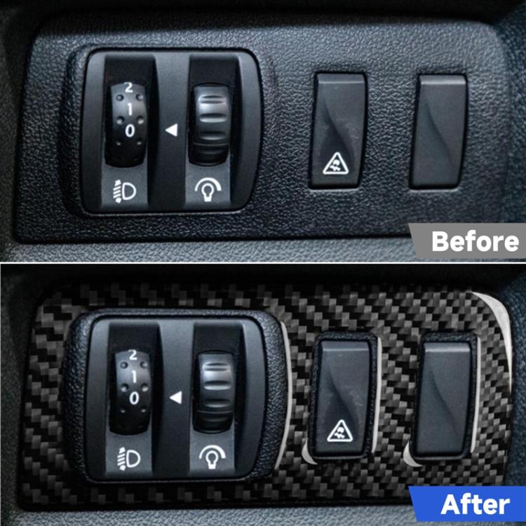 Carbon Fiber Car Headlight Button Frame Decorative Sticker for Renault Fluence 2009-2017 / Megane 2008-2016, Left and Right Driver, Headlight Button Frame