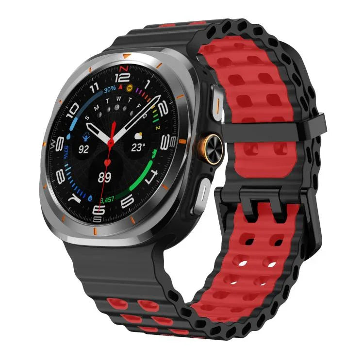 xDfind Black Buckle Ocean Two Color Dual-row Hole Silicone Watch Band, For Samsung Galaxy Watch Ultra 47mm / Ultra 2025, For Samsung Galaxy Watch8 / 8 Classic