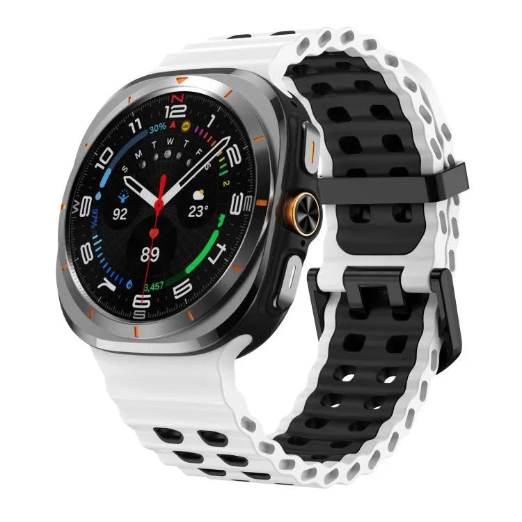 xDfind Black Buckle Ocean Two Color Dual-row Hole Silicone Watch Band, For Samsung Galaxy Watch Ultra 47mm / Ultra 2025, For Samsung Galaxy Watch8 / 8 Classic