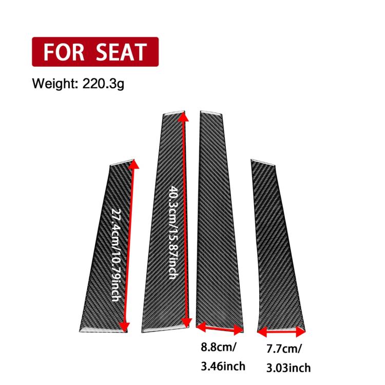 4pcs/Set Carbon Fiber Car B Pillar Decorative Sticker for SEAT Leon 2005-2012, Drop Glue Style, Left and Right Driver, B Pillar