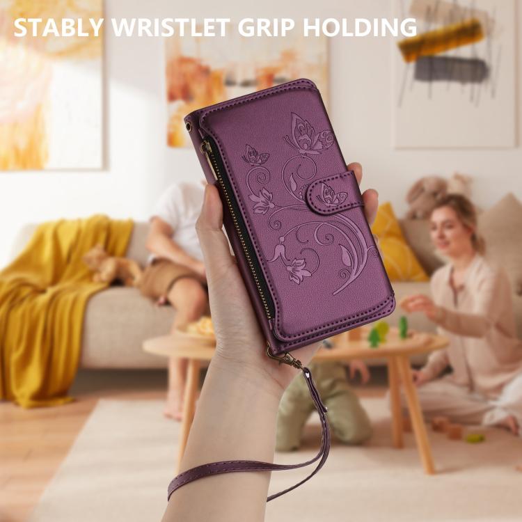 Butterfly Love Flower Multi-card Zipper Wallet Leather Phone Case, For iPhone 11 Pro Max, For iPhone 11, For iPhone 11 Pro, For iPhone X / XS, For iPhone XR, For iPhone XS Max