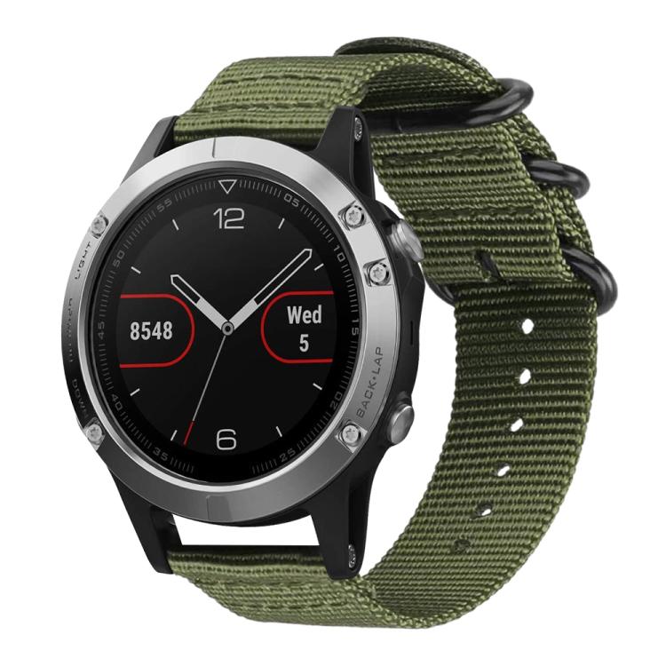 xDfind Ring Buckle Nylon Canvas Watch Band, For Garmin Fenix 8/7X/6X/5X 26mm, For Garmin Fenix 8/7/6/5 22mm, For Garmin Forerunner 235/220/620/630, For Garmin Forerunner 35 / 30 / 35J