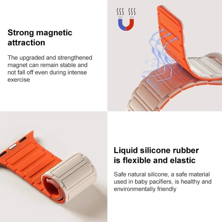 xDfind I-shaped Magnetic Silicone Watch Band, For Apple Watch 42 / 44 / 45 / 46 / 49mm, For Apple Watch 38 / 40 / 41 / S10 42mm