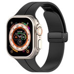 xDfind  Flat Head Groove Folding Black Buckle Silicone Watch Band, For Apple Watch 42 / 44 / 45 / 46 / 49mm, For Apple Watch 38 / 40 / 41 / S10 42mm