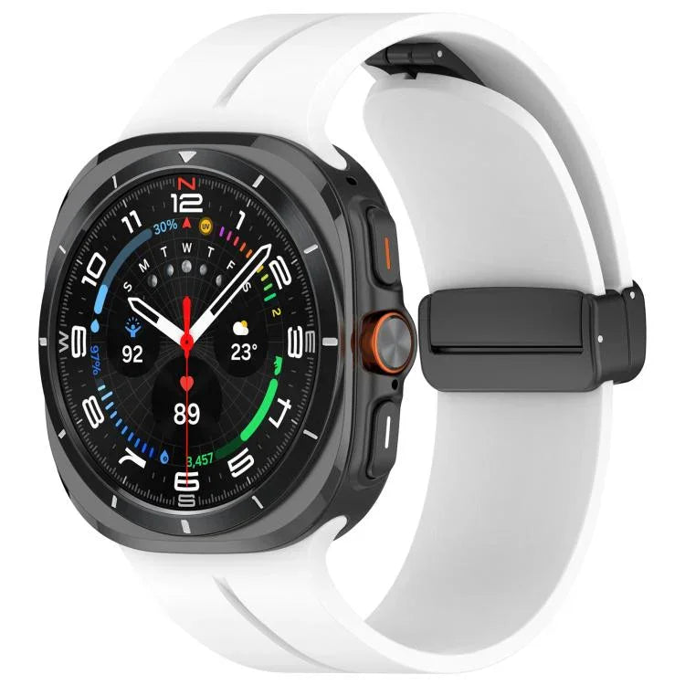 xDfind  Flat Head Groove Folding Black Buckle Silicone Watch Band, For Samsung Galaxy Watch Ultra / Ultra 2025