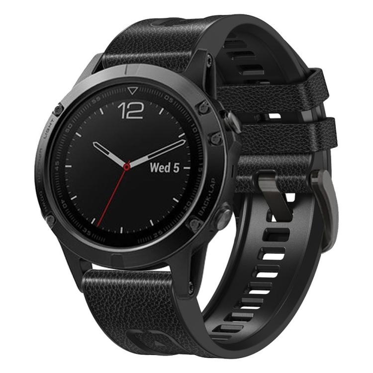 xDfind Leather Skin Silicone Quick Release Watch Band, For Garmin 26mm, For Garmin 22mm