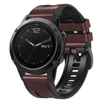 xDfind Leather Skin Silicone Quick Release Watch Band, For Garmin 26mm, For Garmin 22mm