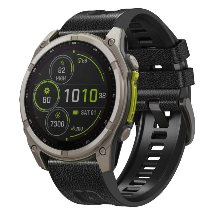 xDfind Leather Skin Silicone Quick Release Watch Band, For Garmin 26mm, For Garmin 22mm