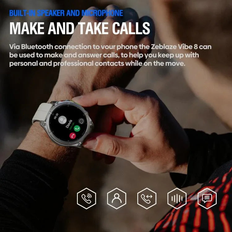 Zeblaze Vibe 8 Rugged Outdoor Smart Watch 1.43 inch Screen 5 ATM & IP69K Built-in Flashlight