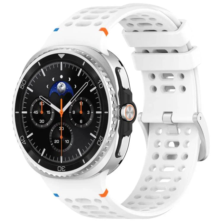xDfind Alloy Silver Buckle Breathable Hole Silicone Watch Band, For Samsung Galaxy Watch8 / Watch8 Classic