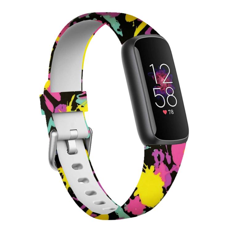 xDfind Silver Buckle Painting Silicone Watch Band For Fitbit Luxe, S, L