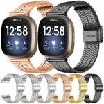 xDfind Seven Beads Buckle Stainless Steel Watch Band, For Fitbit Versa 4 / 3 / Sense 2 / Sense
