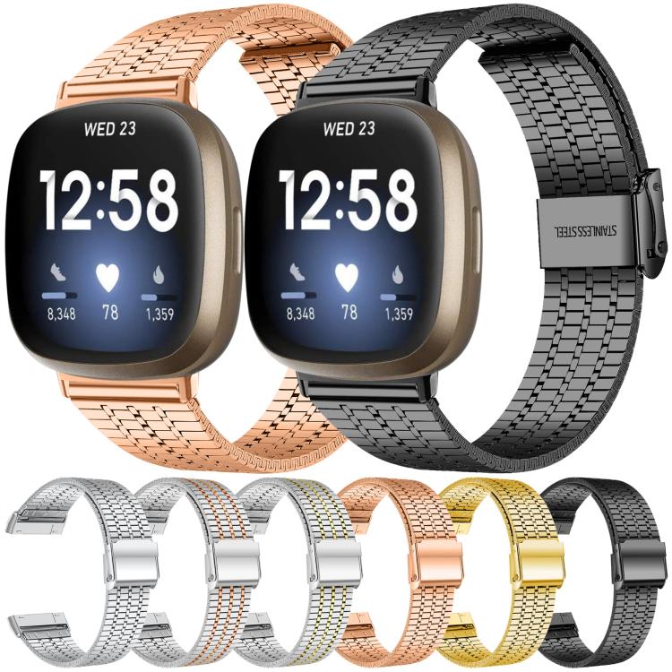 xDfind Seven Beads Buckle Stainless Steel Watch Band, For Fitbit Versa 4 / 3 / Sense 2 / Sense