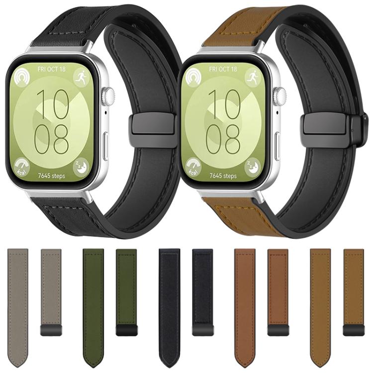 xDfind Crazy Horse Pattern Silicone Skin Magnetic Buckle Watch Band, For Huawei Watch Fit4 Pro / Fit4 / Fit3, For Huawei Watch D2