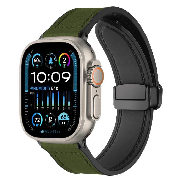 xDfind Crazy Horse Pattern Silicone Skin Magnetic Buckle Watch Band, For Apple Watch 42 / 44 / 45 / 46 / 49mm, For Apple Watch 38 / 40 / 41 / S10 42mm