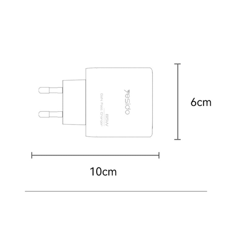 Yesido YC144C 65W Three-port Fast Charger with 1m Type-C Cable, YC144C