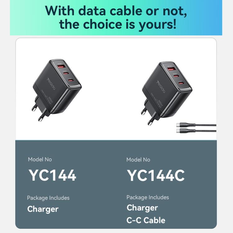 Yesido YC144 65W Three-port Fast Charger, YC144
