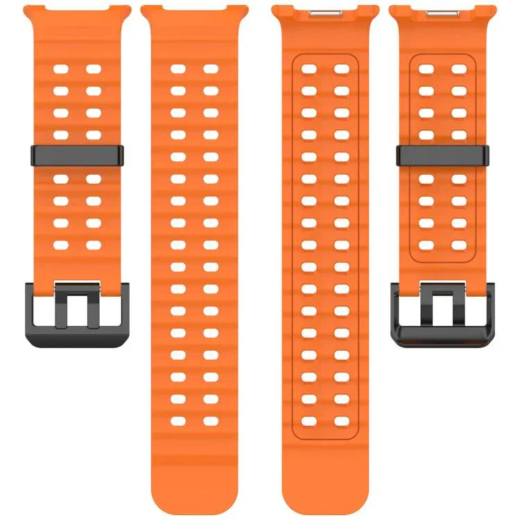 xDfind Black Buckle Ocean Solid Color Dual-row Hole Silicone Watch Band, For Samsung Galaxy Watch8 / 8 Classic