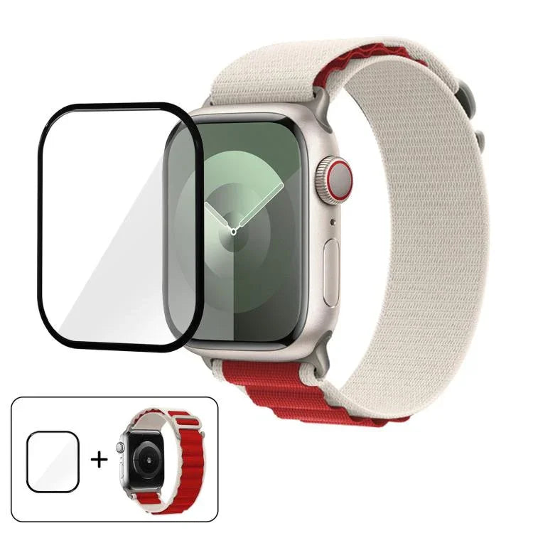 Buckle Loop Nylon Watch Band with 3D Curved Film, For Apple Watch Series 10 46mm