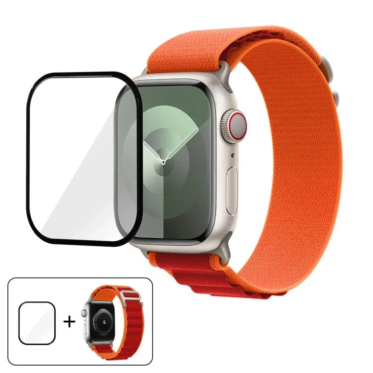Buckle Loop Nylon Watch Band with 3D Curved Film, For Apple Watch Series 10 46mm