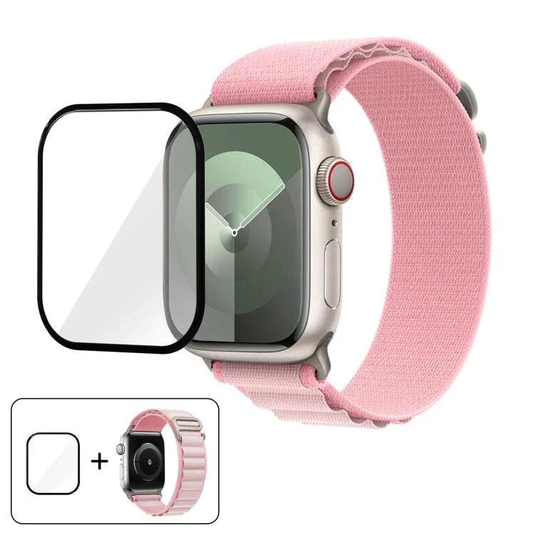 Buckle Loop Nylon Watch Band with 3D Curved Film, For Apple Watch Series 10 46mm