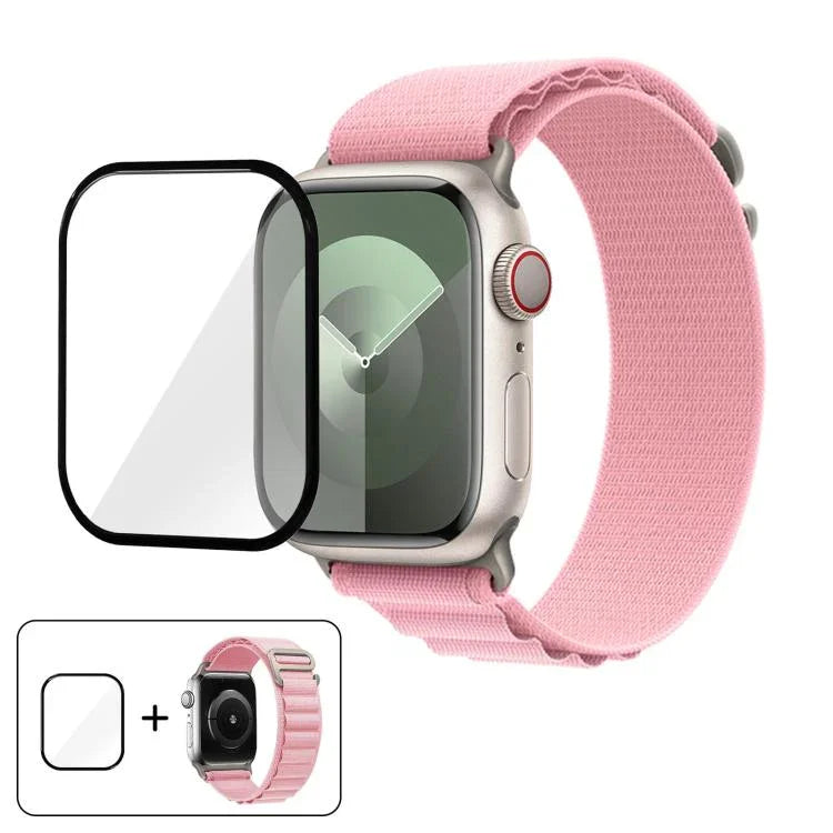 Buckle Loop Nylon Watch Band with 3D Curved Film, For Apple Watch Series 10 46mm
