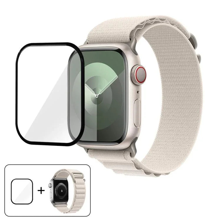 Buckle Loop Nylon Watch Band with 3D Curved Film, For Apple Watch Series 10 46mm