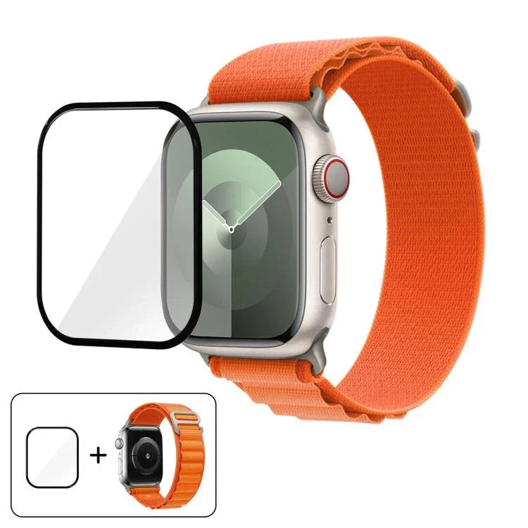 Buckle Loop Nylon Watch Band with 3D Curved Film, For Apple Watch Series 45mm