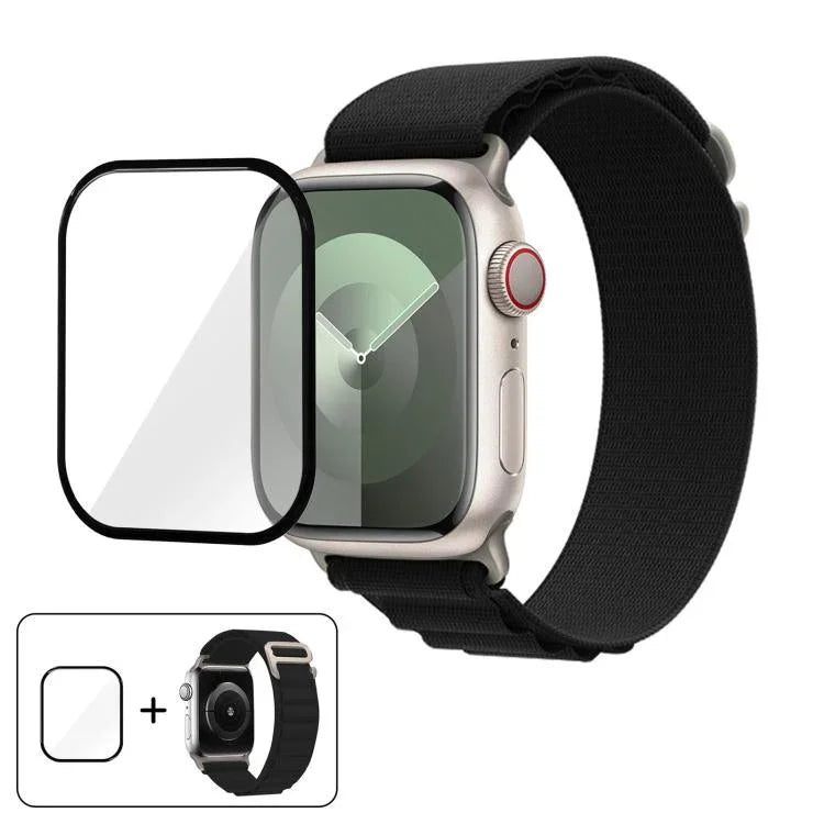 Buckle Loop Nylon Watch Band with 3D Curved Film, For Apple Watch Series 45mm