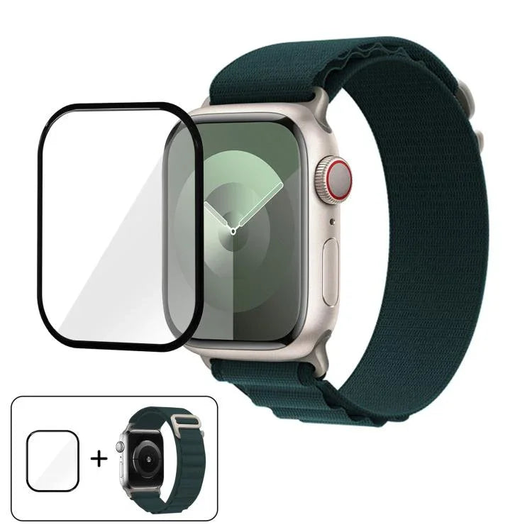 Buckle Loop Nylon Watch Band with 3D Curved Film, For Apple Watch Series 45mm