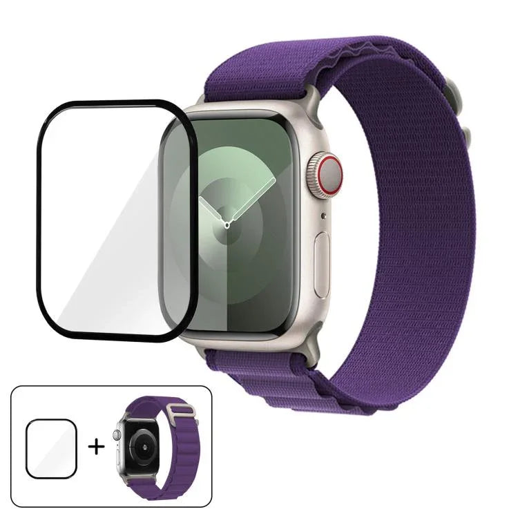 Buckle Loop Nylon Watch Band with 3D Curved Film, For Apple Watch Series 45mm