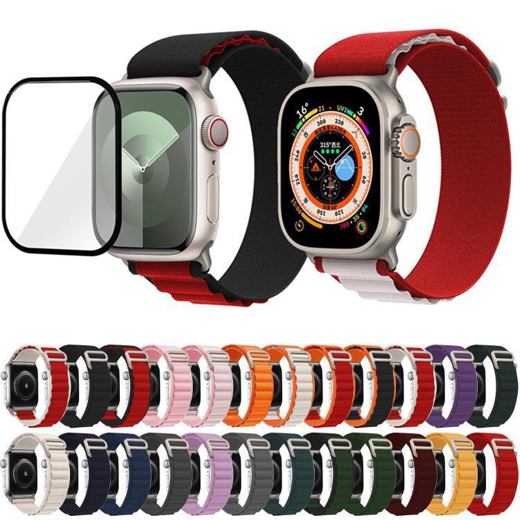 Buckle Loop Nylon Watch Band with 3D Curved Film, For Apple Watch Series 10 46mm
