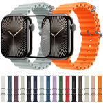 Ocean Silicone Watch Band with 3D Curved Film, For Apple Watch Series 41mm, For Apple Watch Series 38mm, For Apple Watch Series 42mm