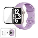 Butterfly Buckle Silicone Watch Band with 3D Curved Film, For Apple Watch Series 10 46mm, For Apple Watch Series 10 42mm, For Apple Watch Series 44mm