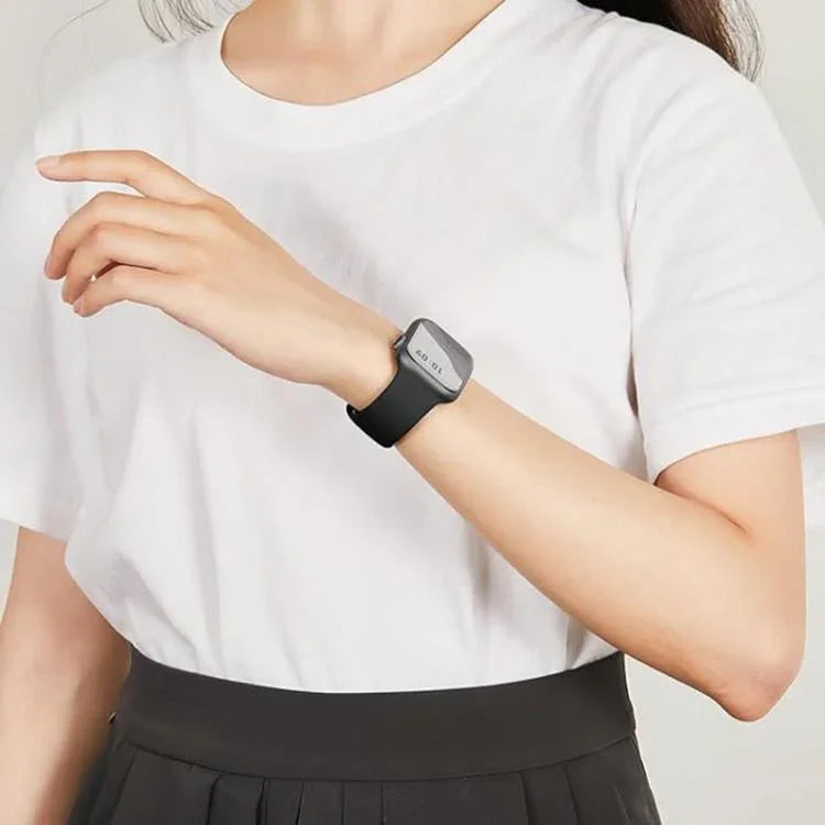 Butterfly Buckle Silicone Watch Band with 3D Curved Film, For Apple Watch Series 10 46mm, For Apple Watch Series 10 42mm, For Apple Watch Series 44mm