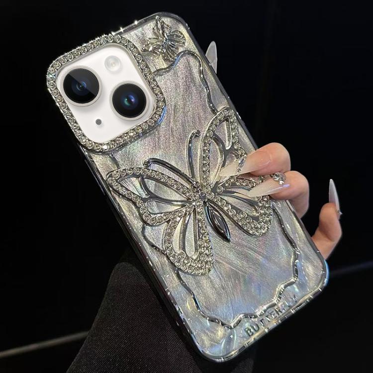 Butterfly Electroplating TPU Phone Case with Epoxy Cardboard, For iPhone 14, For iPhone 14 Pro, For iPhone 14 Pro Max, For iPhone 13 Pro Max, For iPhone 13 Pro, For iPhone 13