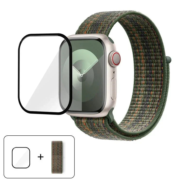Basic Nylon Loop Watch Band with 3D Curved Film, For Apple Watch Series 10 46mm, For Apple Watch Series 10 42mm, For Apple Watch Series 44mm