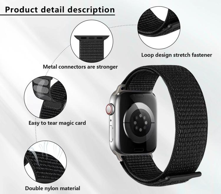 Basic Nylon Loop Watch Band with 3D Curved Film, For Apple Watch Series 41mm, For Apple Watch Series 38mm, For Apple Watch Series 42mm